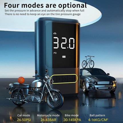 Portable Mini Car Air Pump USB Wireless Rechargeable Tire Inflator withLED Light