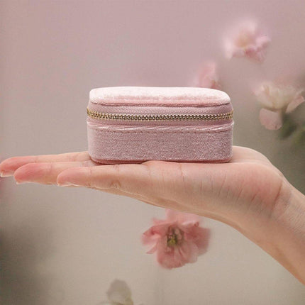 Velvet Mini Travel Jewelry Storage Box Portable Organizer Ring Earring Holder