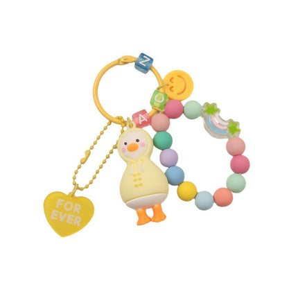 Cartoon Little 3D Duck Keychain Cute Key Chain Car Bag Key Ring Couple Pendant - Aimall