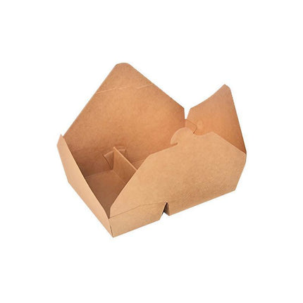 Kraft Brown Noodle Food Lunch Box Flat Deli Takeaway Disposable Container 200PCS - Aimall