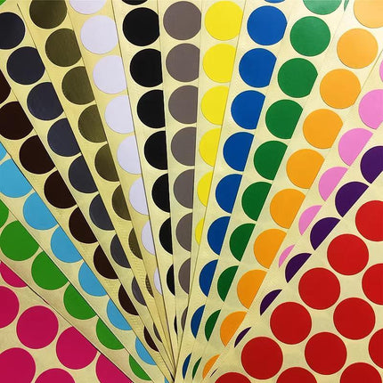 8mm to 50mm Round Dot Stickers Coloured Paper Labels Circles Dot Adhesive Sticky - Aimall