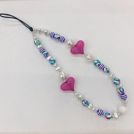 Mobile Strap Phone Charm Beads Chain Jewelry Crystal Stone Anti-Lost Lanyard - Aimall