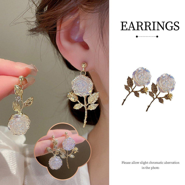 Elegant Rose Retro Eardrops High-End Fashion Sense Women Vintage Earrings