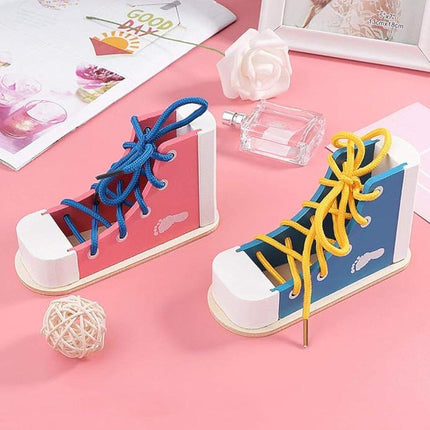 2PCS Wooden Lacing Toy Set for Early Learning and Fine Motor Skill Training