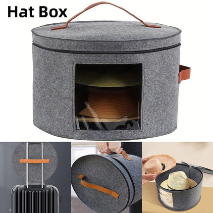 Felt Storage Bucket Handheld Zip Storage Bin with Lid for Household Organisation