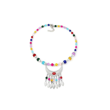 Vintage Ethnic Crescent Leaf Fringe Headpiece Forehead Chain Boho Fashion