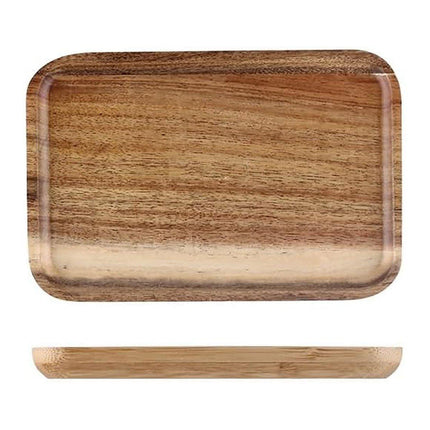 Wooden Square Cake Tray Dessert Tea Tray with Glass Cover Snack Patisserie Plate