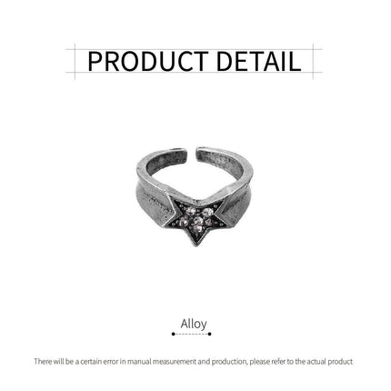Adjustable Stacked Star Opening Ring Jewelry Five-pointed Star Design Unisex