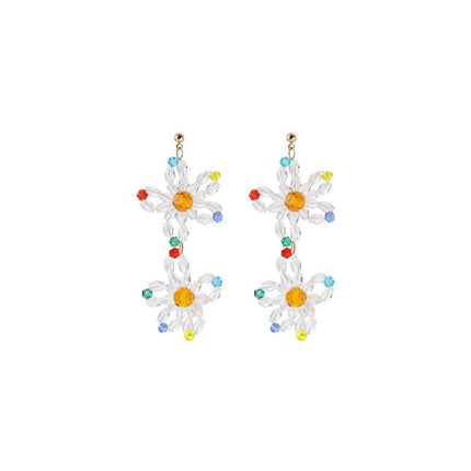 Beaded Flower Long Fringe Earrings Fashion Stud Jewellery for Women Gifts
