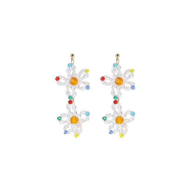Beaded Flower Long Fringe Earrings Fashion Stud Jewellery for Women Gifts