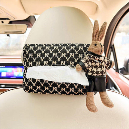 Car Tissue Box Cute Fabric Hanging Box for Car and Living Room Tissue Organizer
