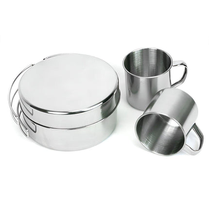 8PCS Camping Cookware Stainless Steel Outdoor Picnic Pot Cook Pan Set Hiking BBQ - Aimall