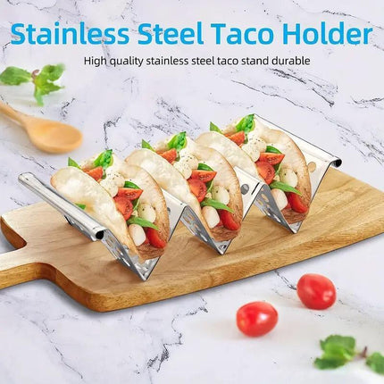 4pcs W Shape Stainless Steel Taco Holder Stand for Pancakes and Food Serving