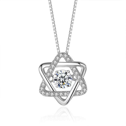 Luxury Six-Pointed Star Necklace for Women Beating Heart Clavicle Chain Girls