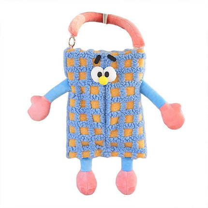 Plush Car Tissue Box Striped Plaid Seatback Hanging Tissue Holder Drawer Design
