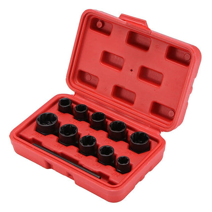 11PCS Locking Wheel Nut Remover Grip N Twist Sockets Damaged Rounded Bolts Tool - Aimall