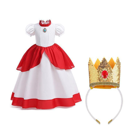 Little Princess Peach Dress for Girls Cosplay Costume