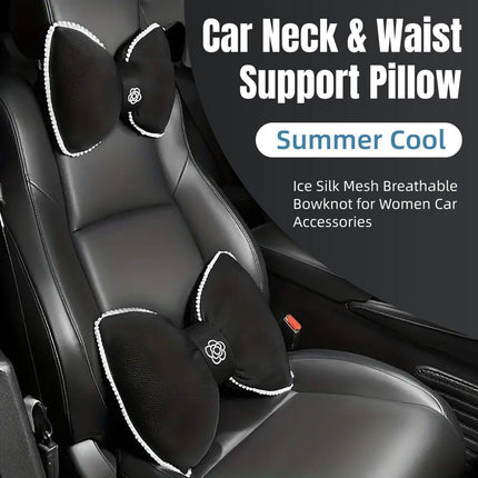Black Bowknot Neck Pillow Plush Bow Tie Soft Plush Car Headrest Waist Support