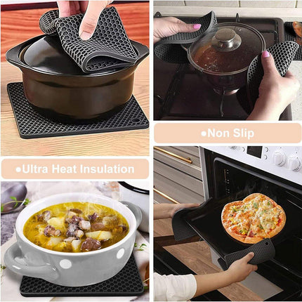 4pcs Silicone Honeycomb Heat Resistant Mats Table Cup Pot Coasters Home Kitchen