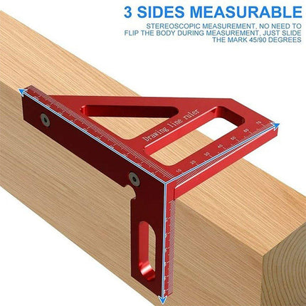 Aluminum Alloy Woodworking Metric Scribe Angle Triangle Ruler Line Gauge Tool
