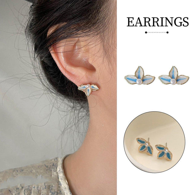 Haze Blue Earrings Vintage Temperament Stud Earrings Fashion Jewelry for Women