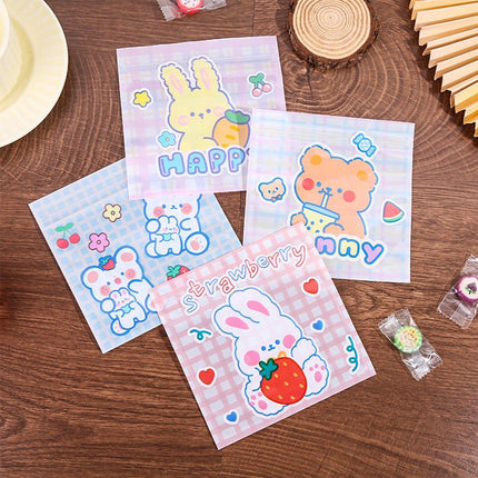 100pcs Cartoon Ziplock Bags For Snacks Candy Cookies Food Safe Plastic Bags