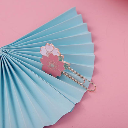 Bookmark Sakura Flowers Metal Bookmark Cherry Blossom Kids Paper Clip - Aimall