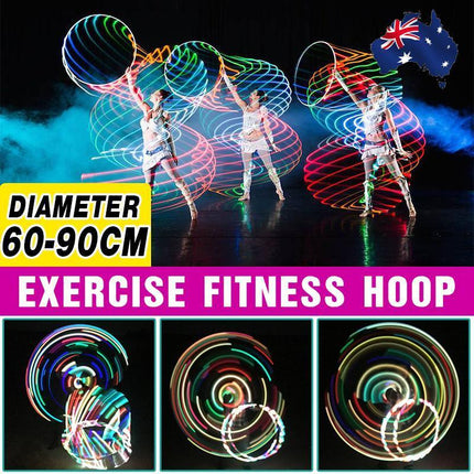 LED Light-Up Exercise Fitness Hoop Dance Lose Weight Colour Changing Detachable - Aimall