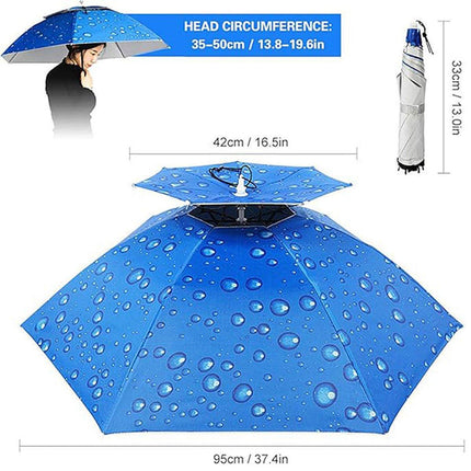 2-Layer Outdoor Foldable Sun Umbrella Hat Fishing Camping Headwear Cap Head Hat