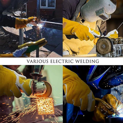 Long Welding Gloves Heat Resistant Leather Gloves for Grill or Fireplace Use