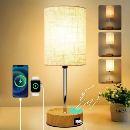 3-Speed Dimmable Bedside Table Lamp Touch Control Modern Nightstand Light