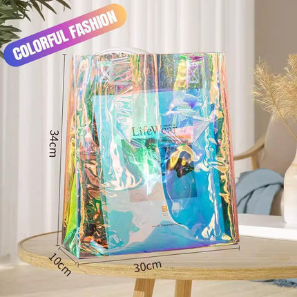 Clear PVC Tote Bag Transparent Laser Jelly Bag Plastic TPU Handbag for Women
