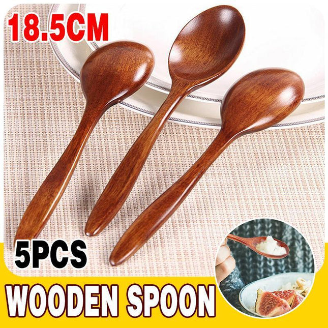 5PCS/lot Kitchen Wooden Spoon Bamboo Cooking Utensil Soup Teaspoon Tableware - Aimall