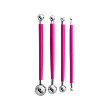 4X Fondant Cake Flower Decorating Clay Sugarcraft Ball Engraved Embossing Stick - Aimall
