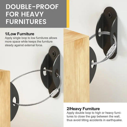 10 Sets Furniture Anti-Tip Wall Straps Kit for Bookshelf Dresser Cabinet