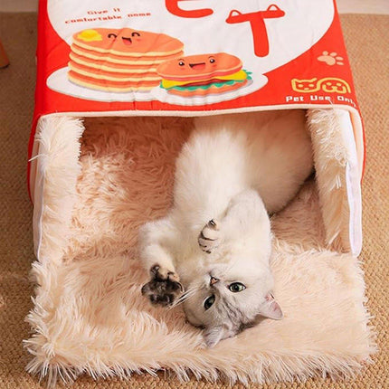 Washable Cat Bed Rectangle Snack Shape Comfortable Cat House Machine Washable