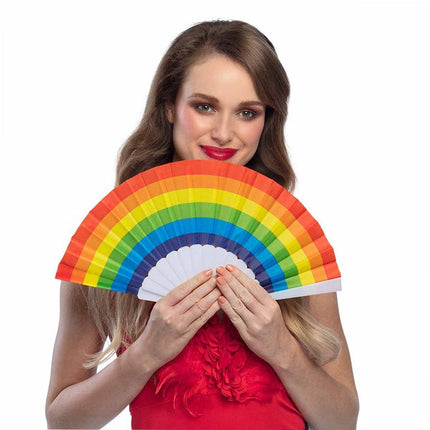6pcs Rainbow Folding Hand Fans in Six Colors Party Decor Travel Pocket Fans