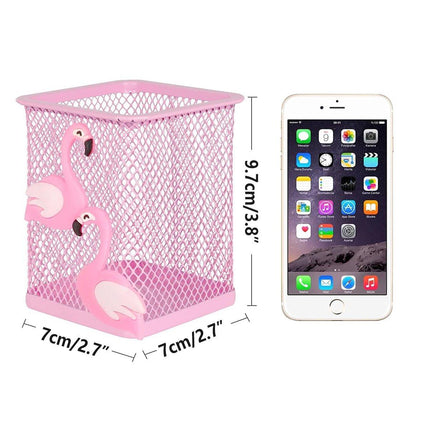 2pcs Cartoon Pink Hollow Mesh Pen Holder Multifunctional Stationery Organizer
