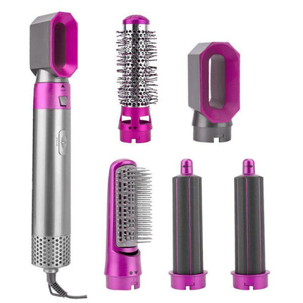 5 IN 1 Hair Dryer Brush Hot Comb Air Volumizer Curler Straightener Curling Style - Aimall
