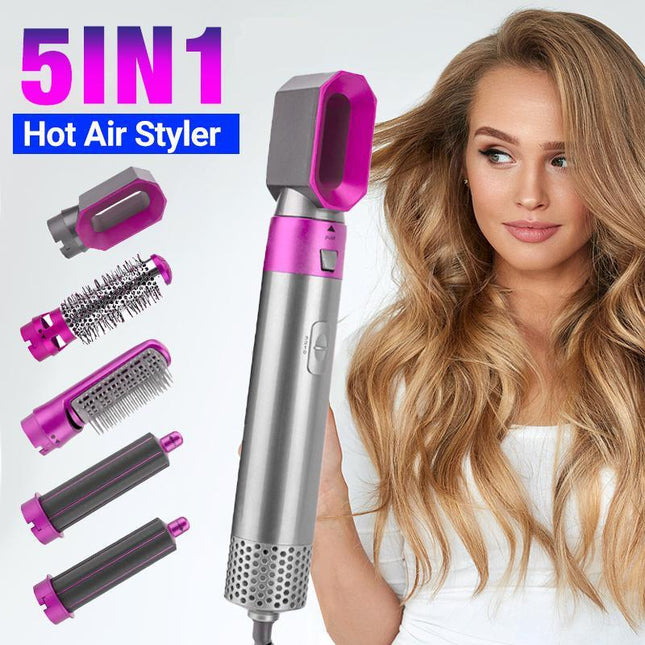 5 IN 1 Hair Dryer Brush Hot Comb Air Volumizer Curler Straightener Curling Style - Aimall