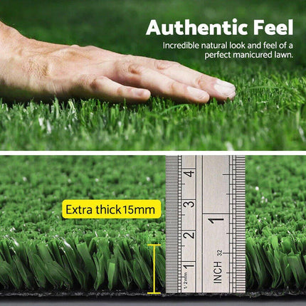 Primeturf Artificial Grass Synthetic Fake 2m x 5m Turf Plant Plastic Lawn 15mm