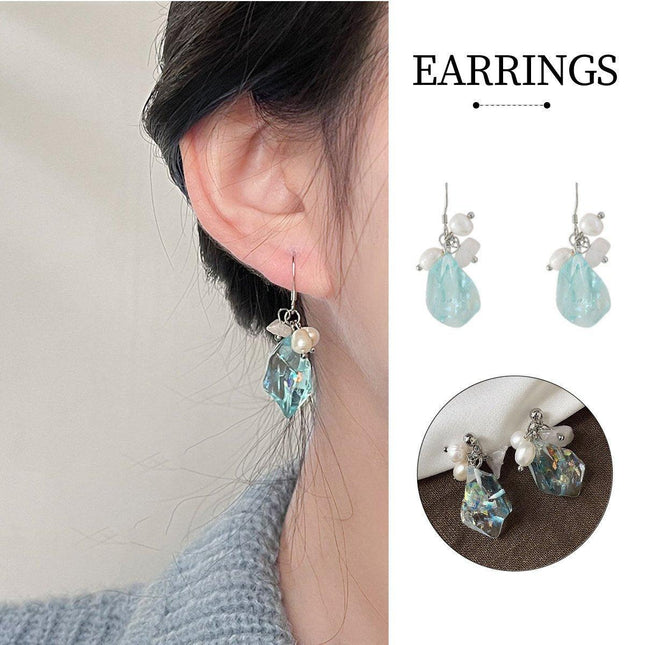Ice Blue Pearl Earrings for Girls and Women Elegant Fashion Jewelry Gift Set