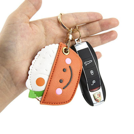 Smile Rice Cheese Keychain Car Keys Ring Mini Food Japanese Adorable Cool Gifts - Aimall