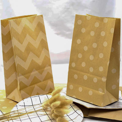 100PCS 4Styles Vintage Brown Kraft Paper Bags Food Bread Candy Favor Wedding Party Aimall