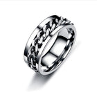 Spinner Rings Mens Womens Fidget Rotating Ring Silver Stainless Steel Size 8 - Aimall