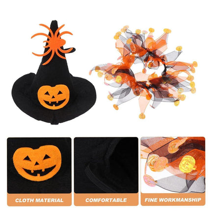 Halloween Cat Costume Skull Pattern Hat and Scarf Set Pet Cape Accessories
