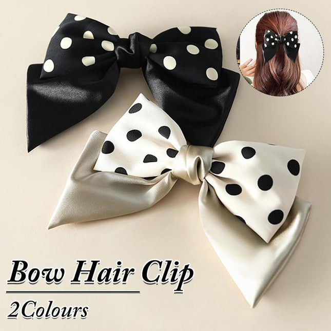 Girls Women Bow Ribbon Polka dots Hair head clip barrette headwear Korean Style - Aimall