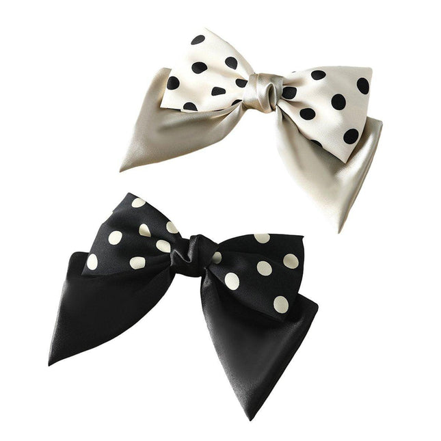 Girls Women Bow Ribbon Polka dots Hair head clip barrette headwear Korean Style - Aimall