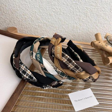 Women Retro Hair Hoop Fried Dough Twist Headband French College Style Hair Clip - Aimall