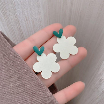 925 Silver Needle Rose Petal Earrings Long Acrylic Tassel Eardrop Women - Aimall